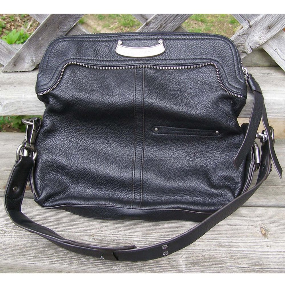 $218 EUC B. MAKOWSKY pebbled leather black Shoulder bag/Clutch - Picture 8 of 16
